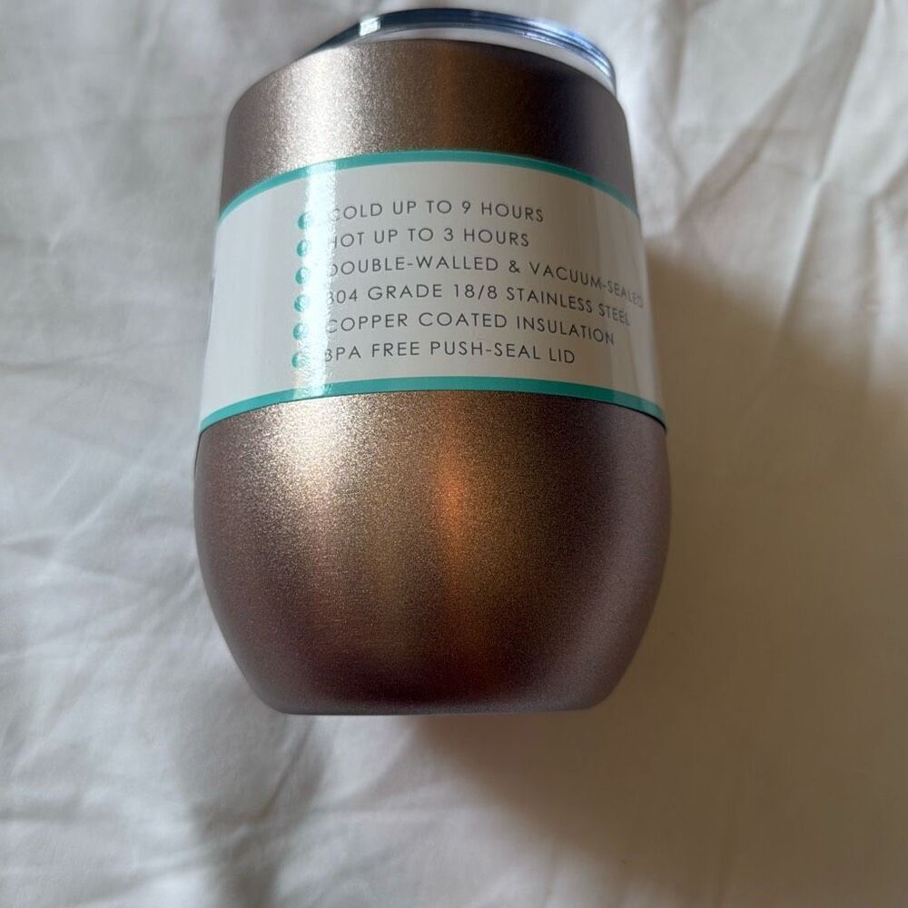 NWT Swig bronze 12oz stemless wine glass tumbler with lid stainless steel - Picture 3 of 5